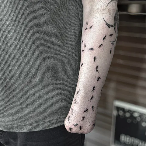 Ants crawling tattoo by Inkofahma / Eugene, Oregon