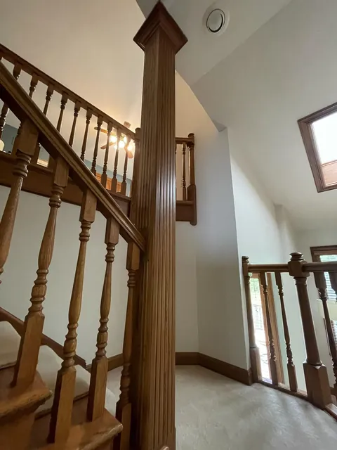 Reduce visual weight (lotsa wood)