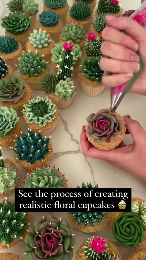 Floral cupcake creations.