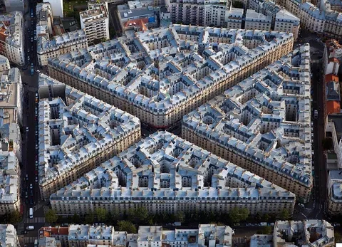 19th century apartment blocks from above, Paris, France [misc]