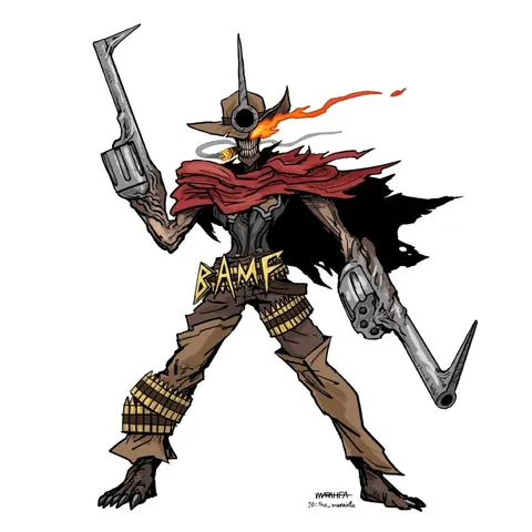 The Chainsaw Man x Overwatch designs by @the_marahfa