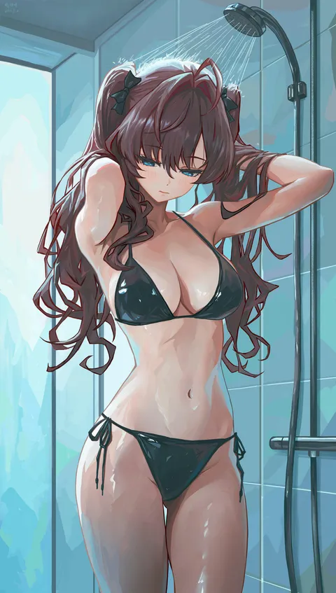 Shiki Ichinose taking a shower