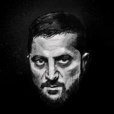 Democratically-elected President Zelensky, WASM, sketchbook and digital, 2022