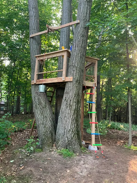 Tree fort for my kids.  The last 4 pics are what the previous tree fort looked like when we bought the property in May