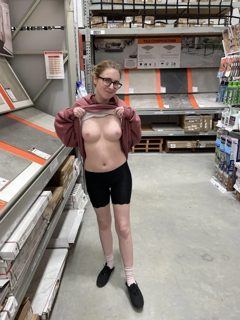 Showing off my pale skin in the tile section 