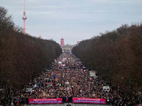 Demonstration against the Afd in Berlin / Germany at this moment