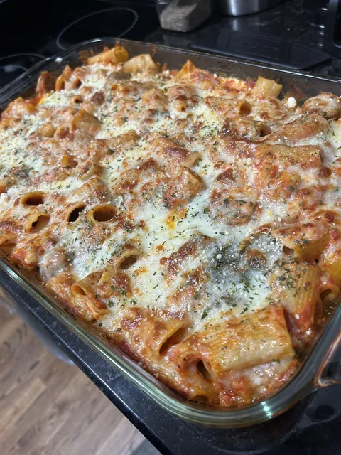 [homemade] Baked ziti with Italian sausage in