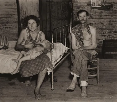 "Bud Fields with His Wife Ivy, and His Daughter Ellen." Hale County, Alabama. 1936
