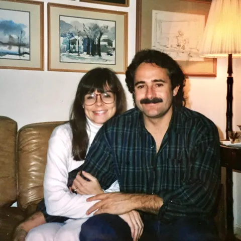 My husband and me visiting  friends when they snapped this moment of happiness. 1994