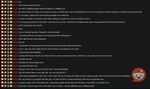 Mizkif tries to use drugs to defend himself in his offline chat. Claims he has “changed” since moving to LA. Image attached