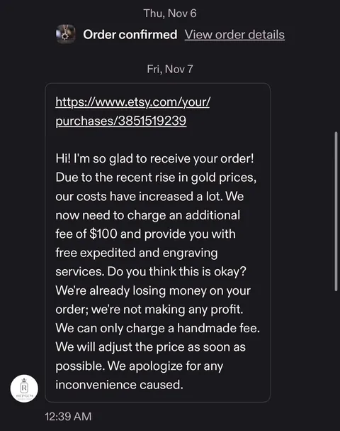 Listing an item on sale and then demanding more money after it’s paid for