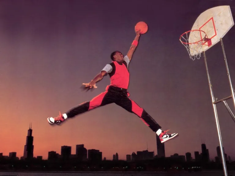 The original photo that the Air Jordan logo is based on