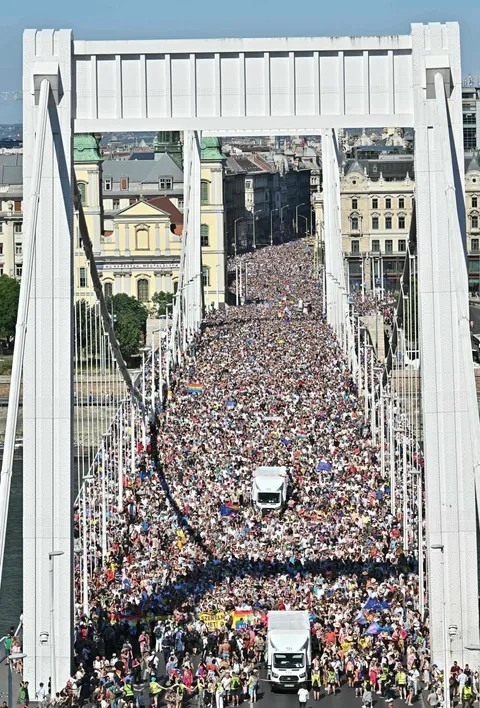 Biggest crowd ever gathers at the Budapest Pride in Hungary, after politicians threatened participants with legal consequences