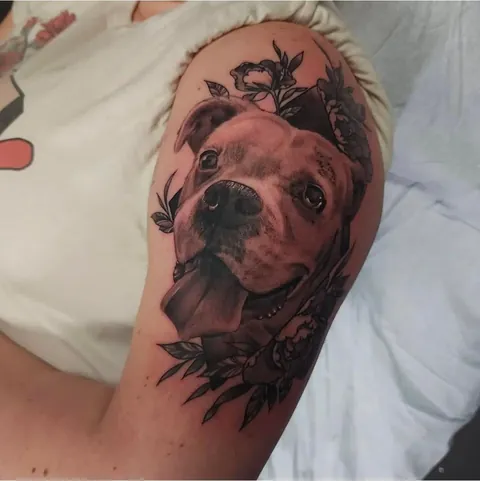 My dog vs the tattoo I got