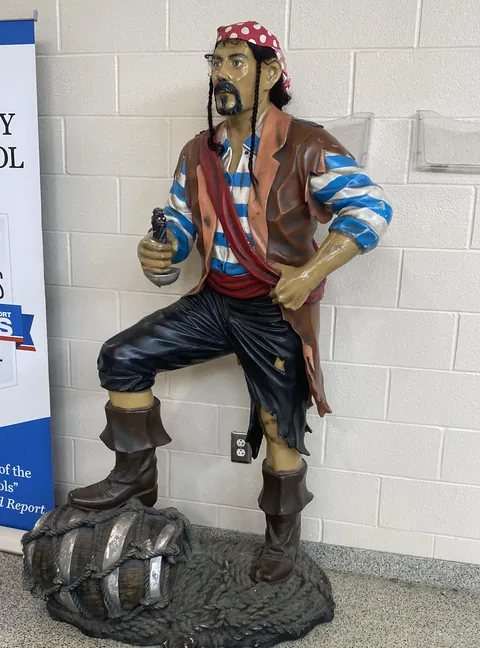 My kid’s school removed the fake sword from the pirate mascot a couple years ago. 