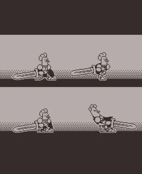 Animations for a chicken with a sword - Playdate palette