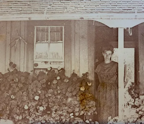 My great, great grandmother on her ranch in Texas, 1906
