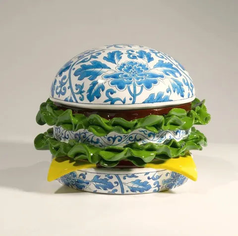 Hamburger, Song Wei, Fiberglass and porcelain, 2017