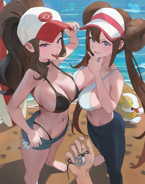 Hilda &amp; Rosa at the Beach (Pokemon)