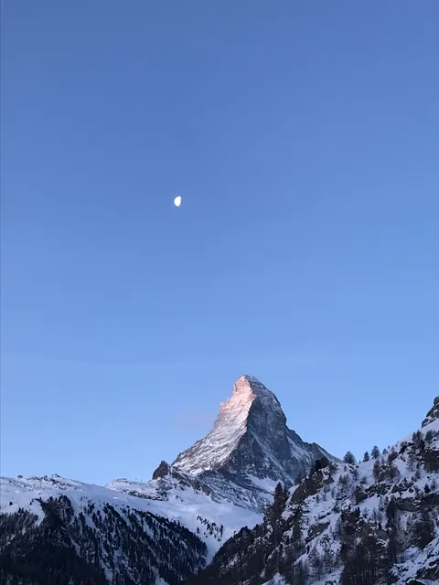 The Matterhorn from my hotel in Zermatt, Switzerland this morning. Probably my favorite photo I’ve ever taken. Didn’t even have to alter the picture. Only here for a weekend but it has already been worth the long and multiple trains I had to take to get here.