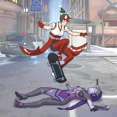 "Shouldn't have put your head there." (art by @F01Q_Art on Twitter