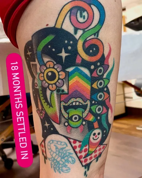 Fresh and healed collab tattoo by me (Mike Boyd) and Winston the Whale at Good Luck NYC in New York