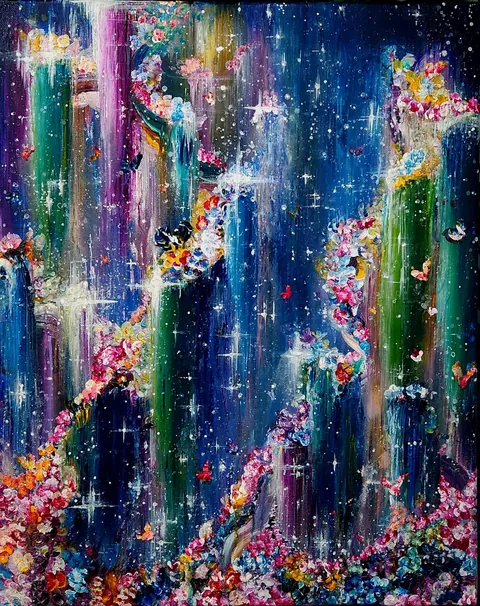 Acrylic dream worlds painted from imagination