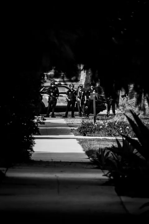 protest outside the LA mayor’s house criticized her compliance with ICE; LAPD came in droves [OC]