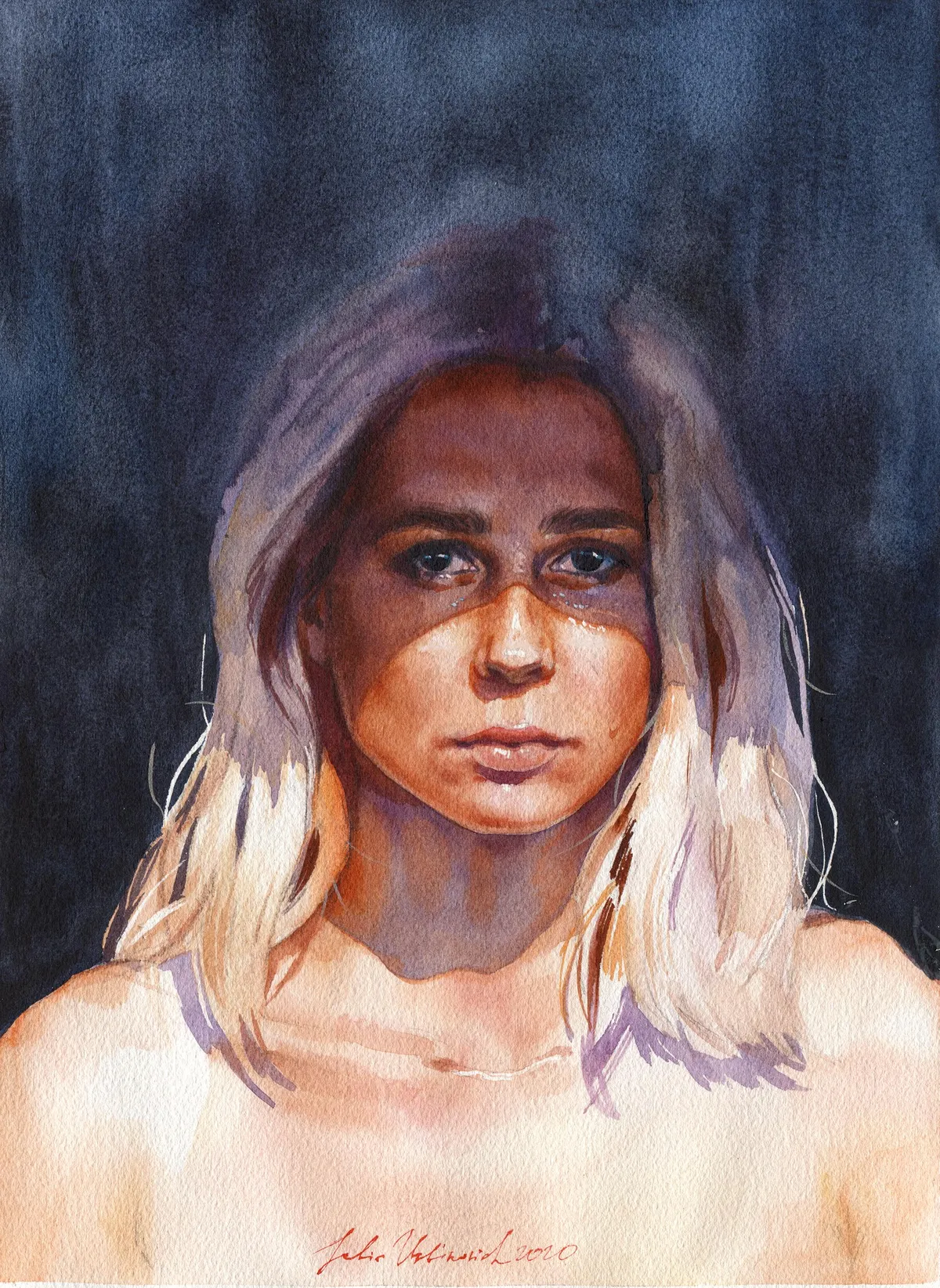 Self-Portrait, by Jul_Ustin, Watercolor, 2020