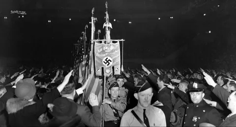 A Nazi rally organized by the German American Bund at Madison Square Garden NYC (1939)