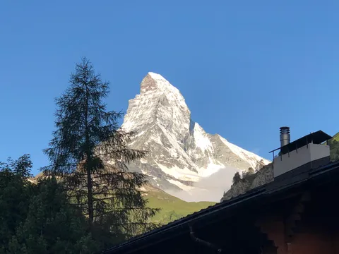 After days of clouds, finally got a view of the Matterhorn from my hotel window (Zermatt, Switzerland)