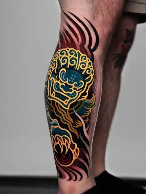 Fu dog - Jacob Gordon @handshakesnaketattoos- Guest spot @ Eden body arts Dallas, TX