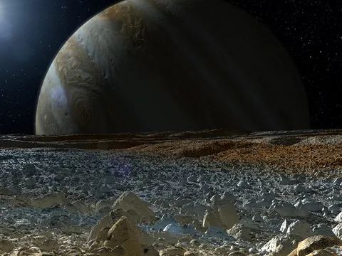 How Jupiter appears from Europa's surface