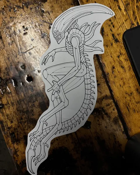 Blackwork Xenomorph tattoo done by Max LaCroix at All Sacred Tattoo Studio in Denver, CO