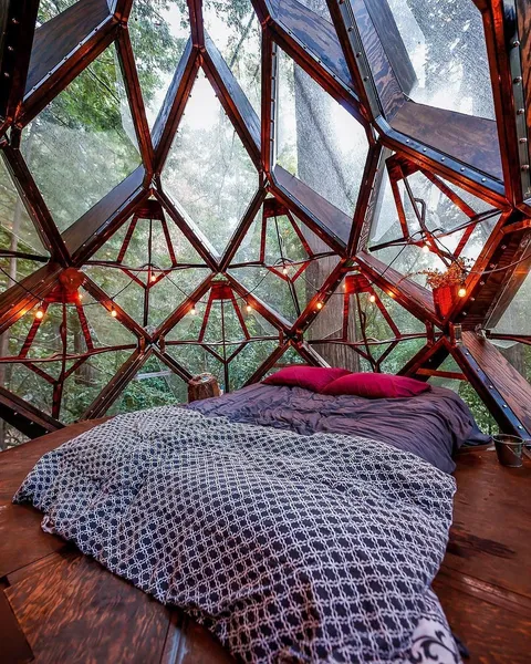Imagine falling asleep and waking up to the sounds of the forest in this pinecone treehouse.