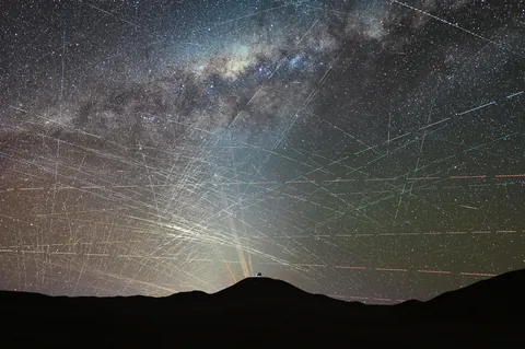 One hour of satellites over the northern Atacama Desert in Chile (October 2025)