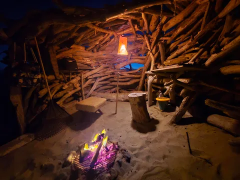 The Crow's Nest, a drift wood fort built by me on a beach in Central California