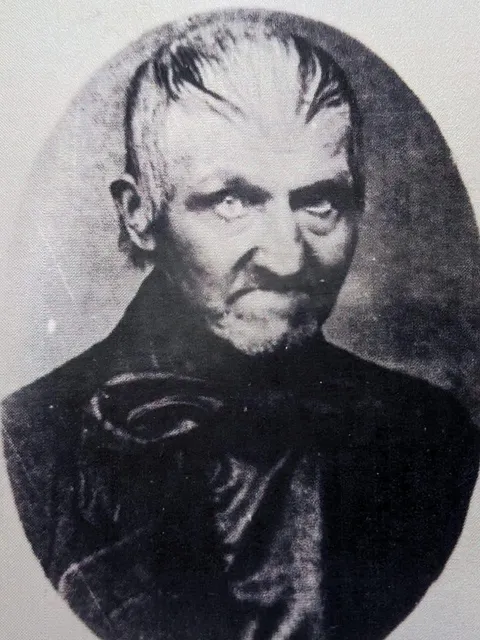 My rather mean-looking ancestor, born May 7, 1798 (died 1885 at the age of 87)