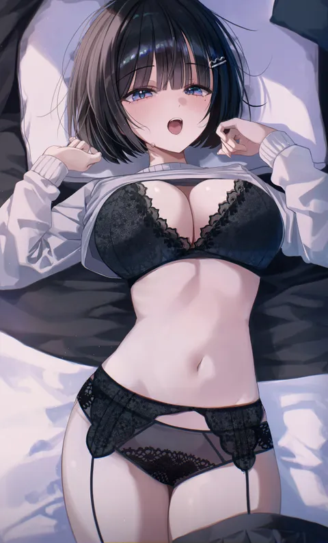 Showing off her lingerie