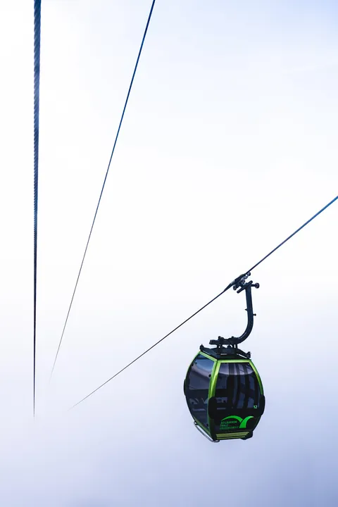 Thoughts?                       This photo was taken spontaneously during a hiking trip in the Harz Mountains in Germany. It was very foggy that day when we took the cable car(?)😄. I adjusted the photo slightly in Lightroom. Does it resonate with you?