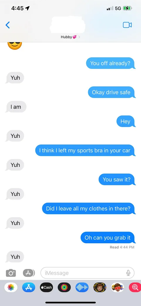 My husband, the driest texter