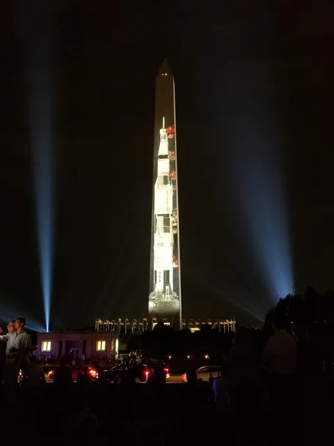 Washington Monument in celebration of Apollo 11. This weekend they are "launching it."