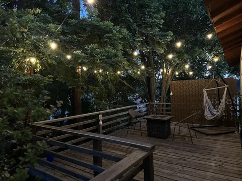 Added lights to our back porch to make it even more cozy