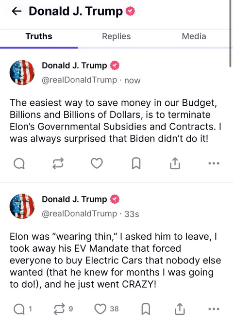 The Donald claps back at Musk