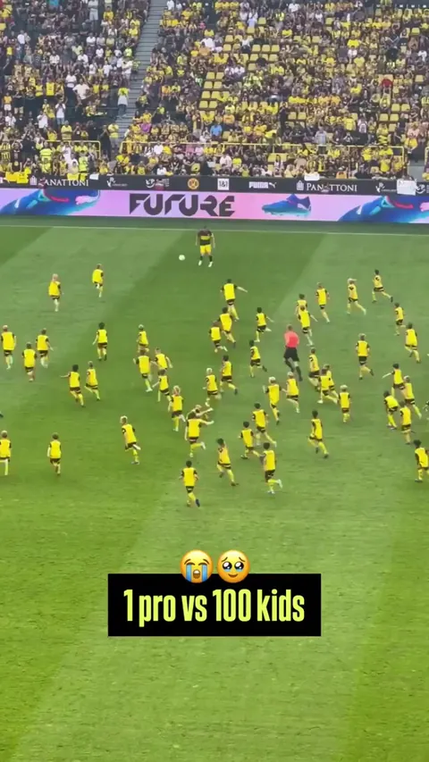 One professional footballer vs 100 kids challenge