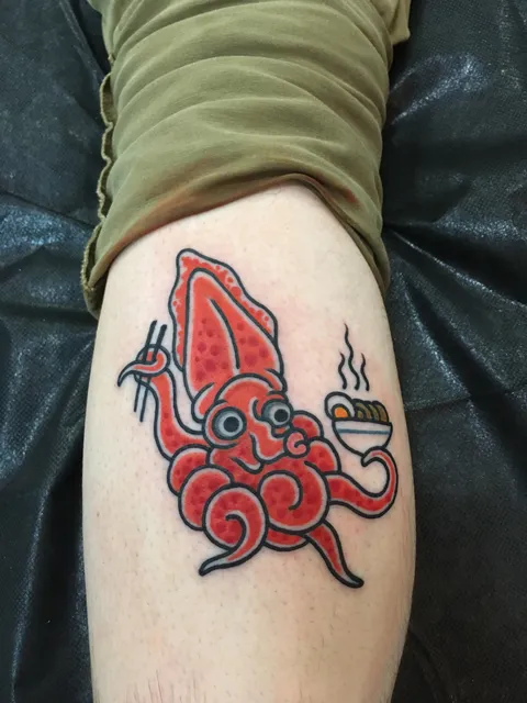 Hungry squid done by Ben Delano at Sea Wolf Tattoo Company - Minneapolis