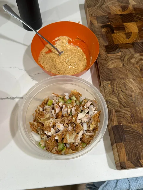 [homemade] nashville hot chicken salad sandwich. kinda.