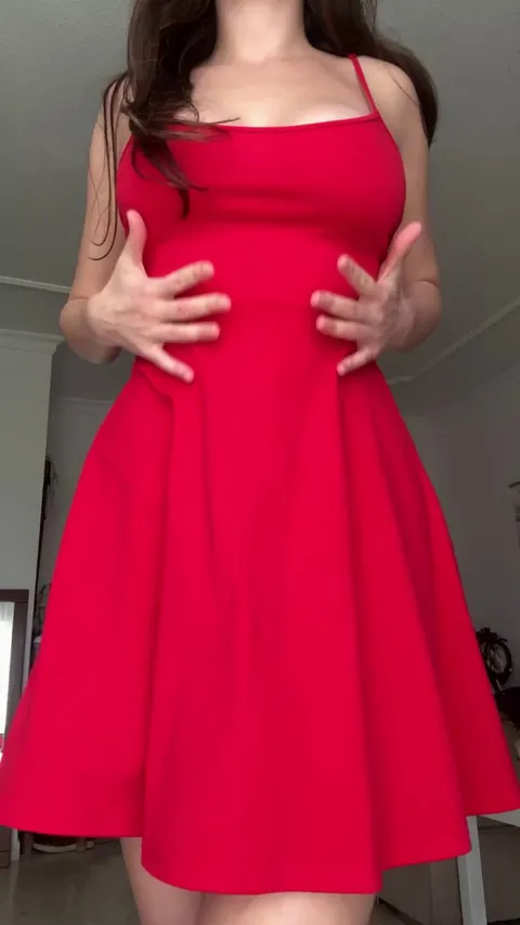 My tits, no bra and red dress.. the best combo