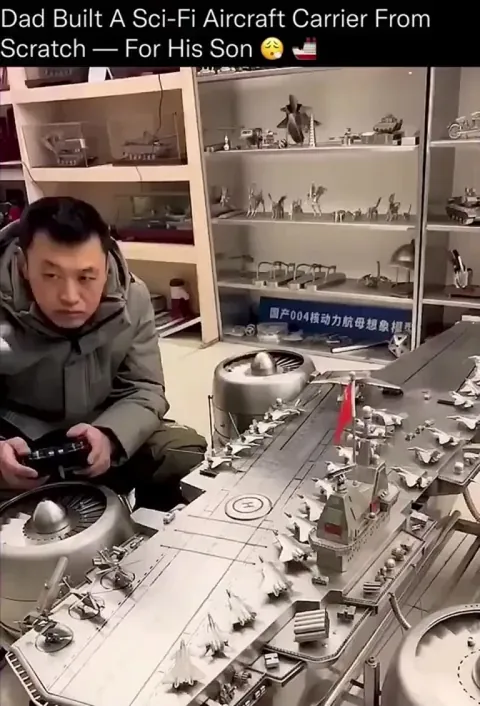 Dad in China builds an aircraft carrier from scratch that's similar to the Helicarrier from the MCU.
