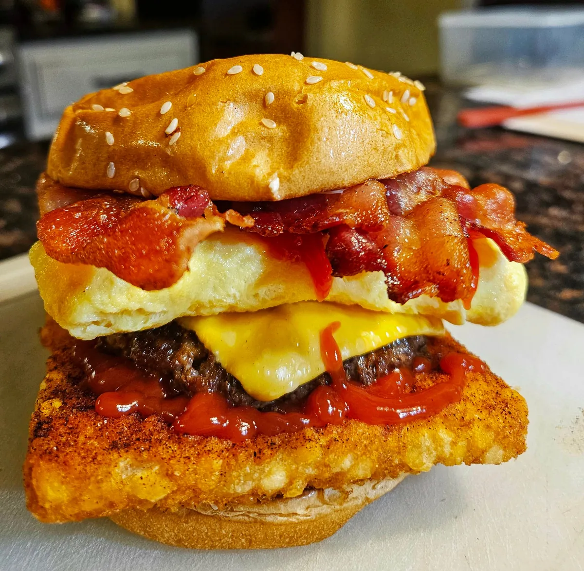 [homemade] I'm calling it the ultimate breakfast burger.